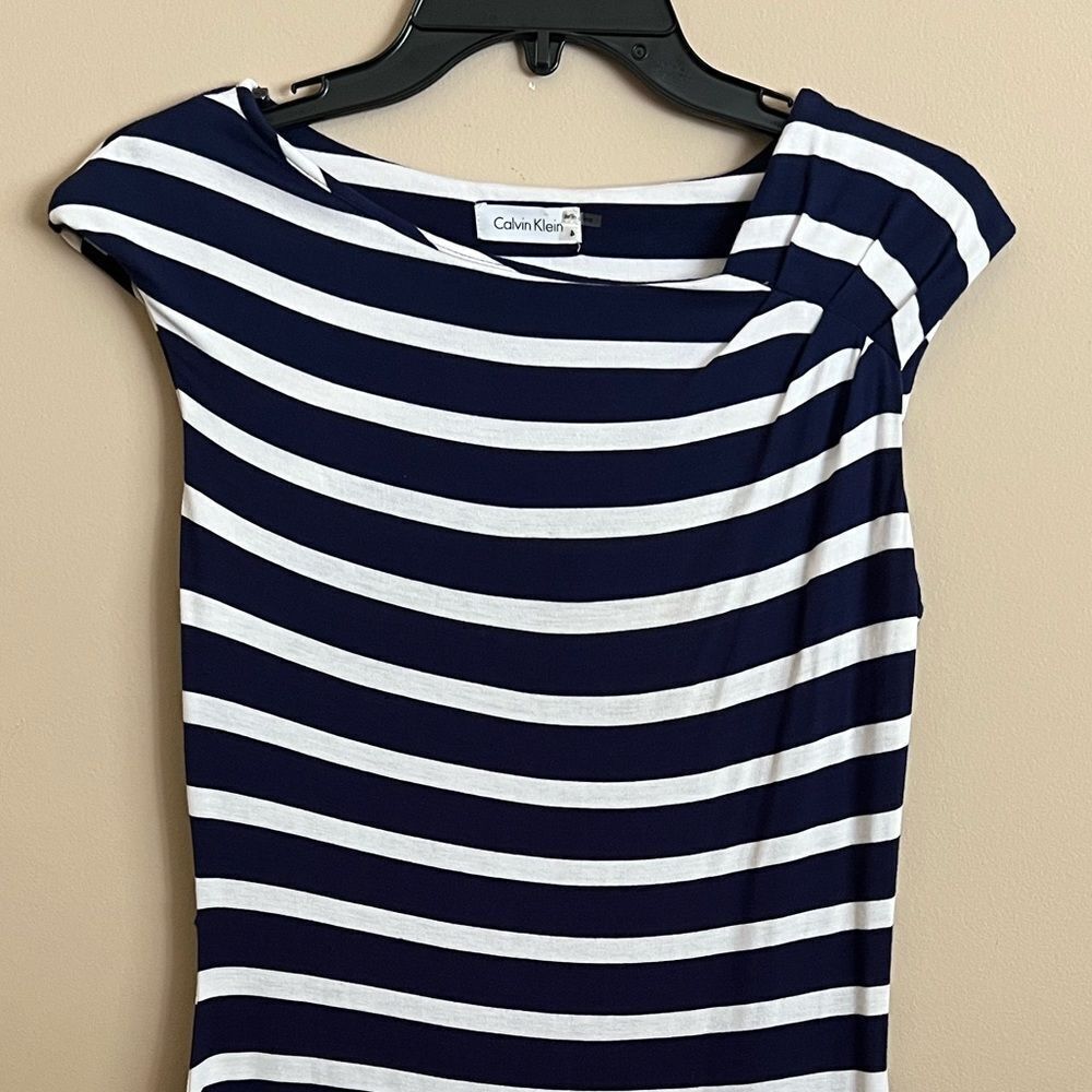 Calvin Klein Navy/White Cotton Stretch Dress Women’s size 4 - Picture 7 of 9